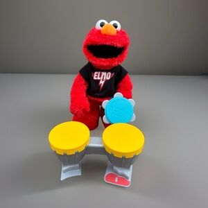 Sesame Street Let’s Rock ELMO Singing Dancing 15” Plush Hasbro Works No Mic 2011